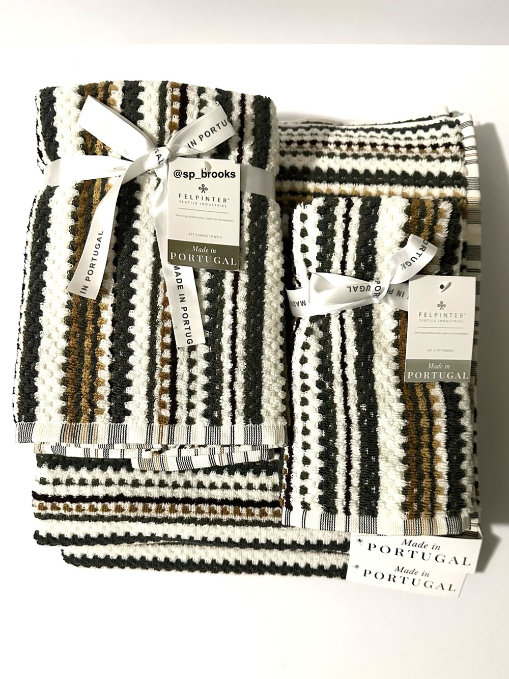 🎁6PC FELPINTER Bath Towel Set - Stripe Multi - Cotton, Super Soft & Absorbent